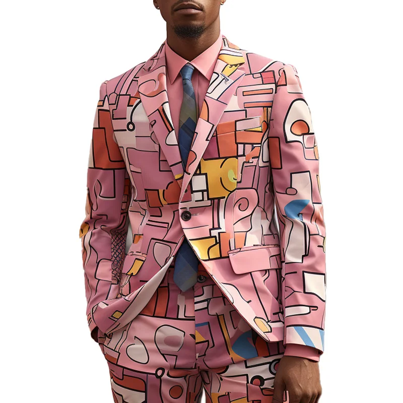 New Men's Pink Series COS PLAY Party Stage Singer Dancer Nightclub Shiny Cool Performance Suit 2 pcs Blazers Jacket Pants Sets