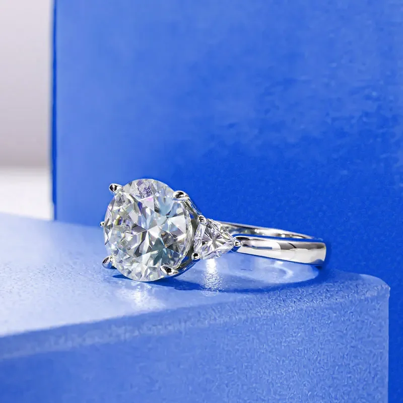 4 Carat Moissanite Engagement Ring For Women 925 Sterling Silver 3-Stone Wedding Anniversary Jewelry