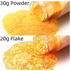 Vibrant Chunky Glitter Sprinkles for Creative DIY Nail Art and Crafts (Orange Yellow)