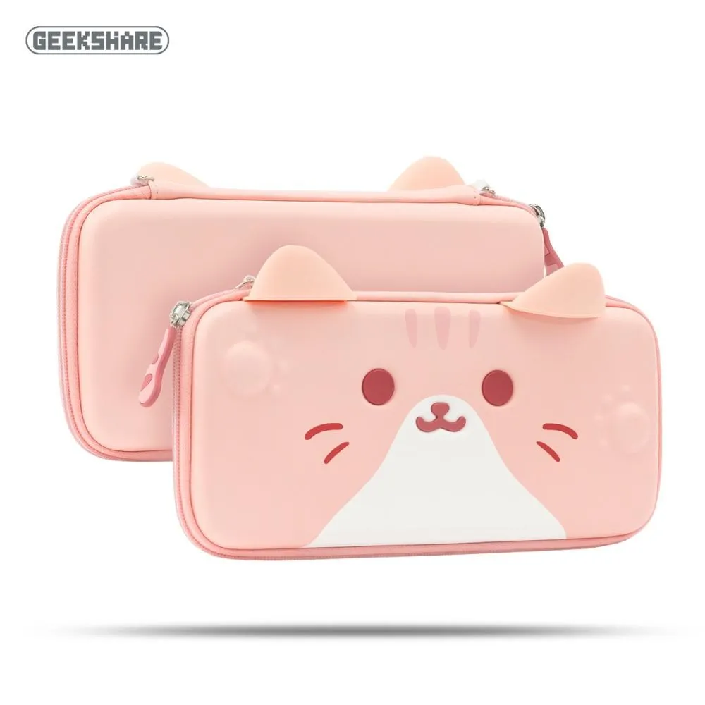 GeekShareかわいい猫の耳ニンテンドースイッチ用ポータブルケースと
