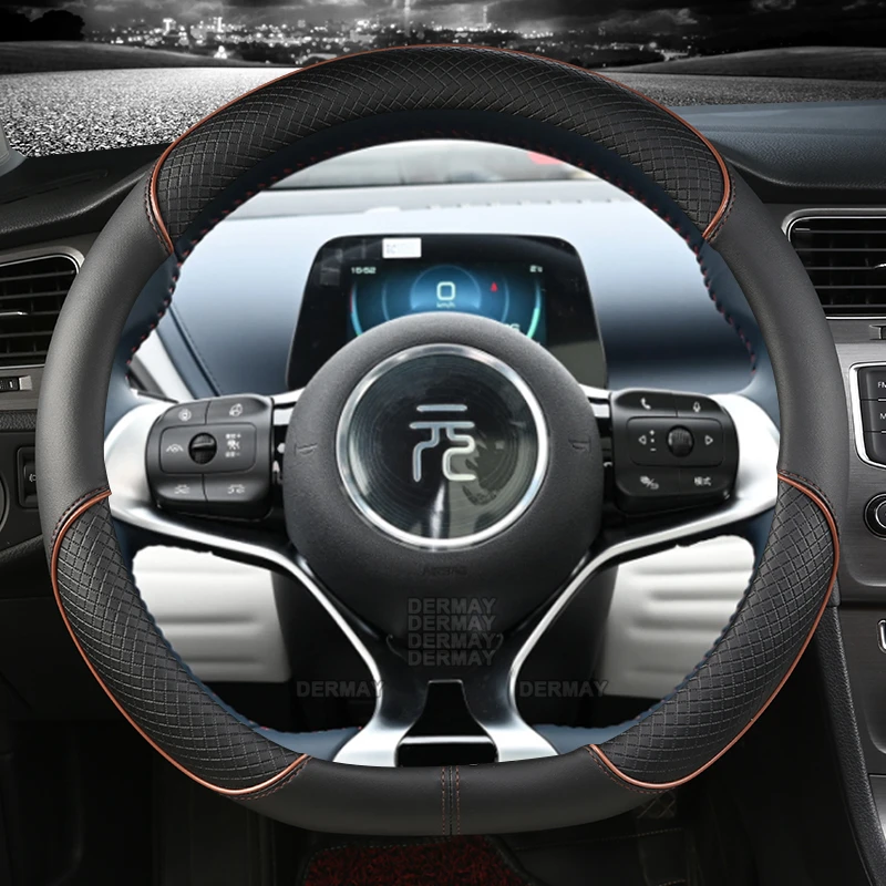 Steering Wheel Cover For BYD Dolphin Atto3 Atto 3 EV Yuan Plus Microfiber Leather Sport D Shape Car