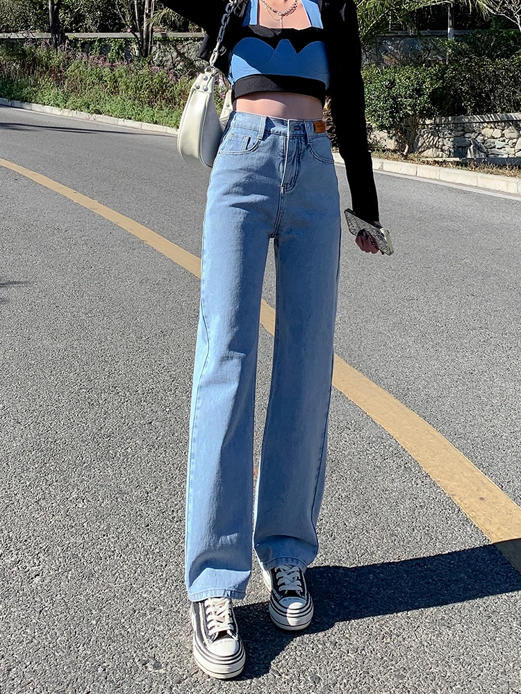 Yitimoky High Waist Fashion Woman Boyfriends Women's Jeans Full Length Mom Flare Pants Women Vintage Denim Ladies Jeans Women mom jeans Jeans