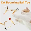 Interactive cat ball toy with feather elastic color bouncy ball indoor kitten adult cat hunting chasing sports game pet toy 6