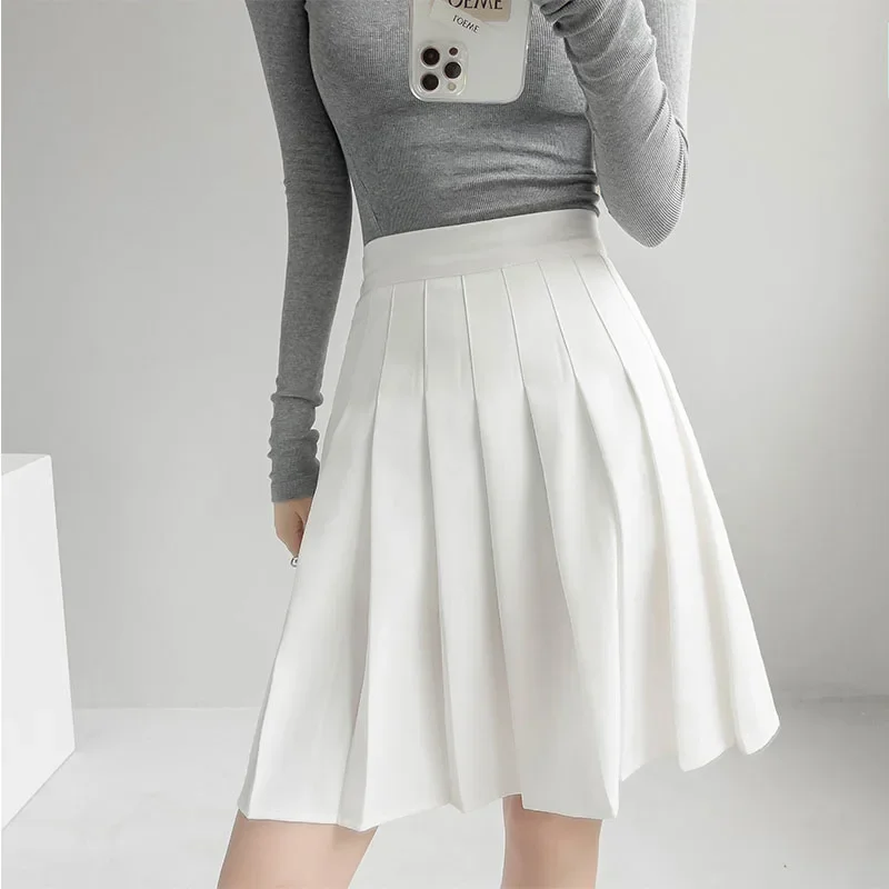 

48cm Women Pleated Skirt Preppy Style Ladies Mini Skirts High Waist A-Line Female Short Skirts Summer Casual Woman Tennis Skirt