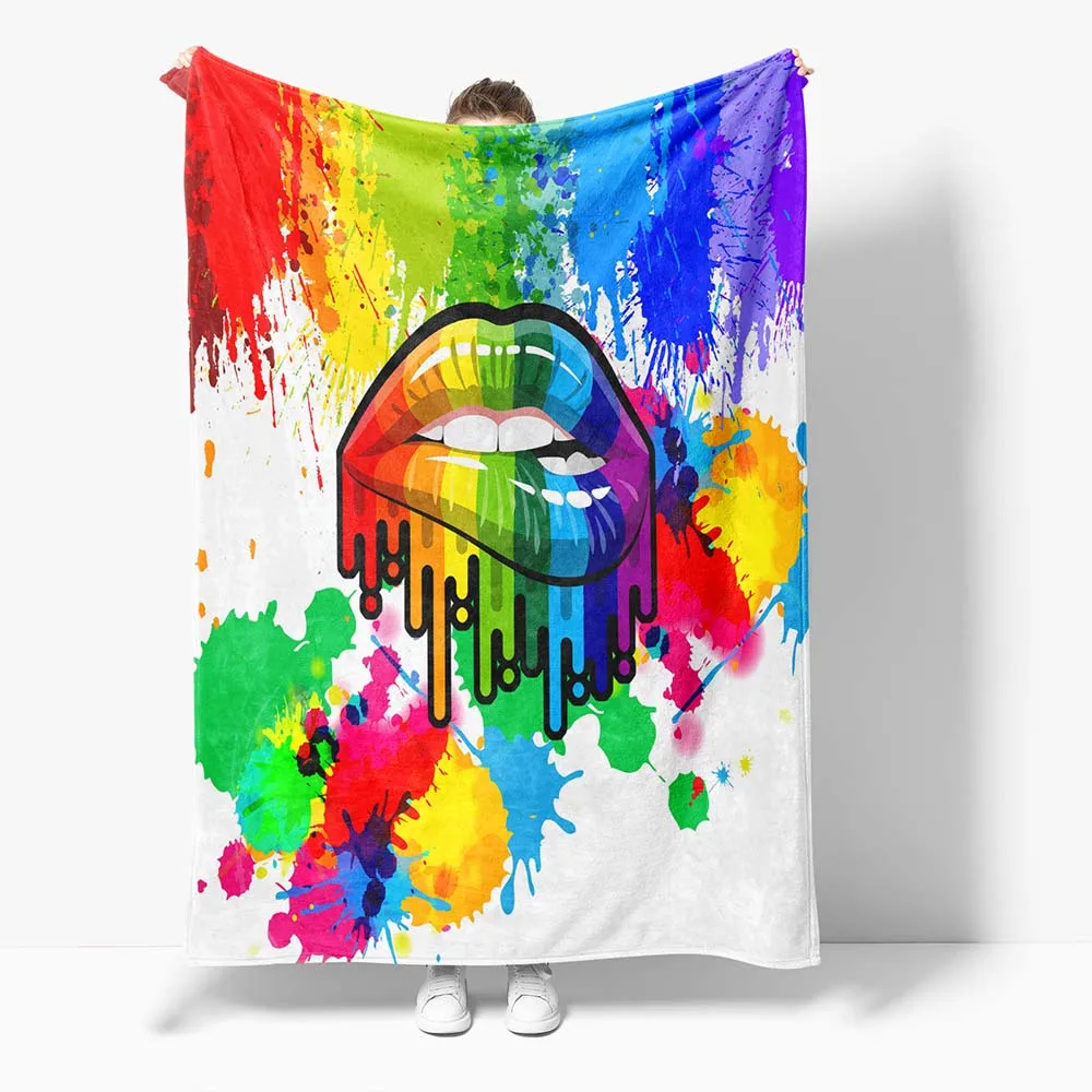 

Colorful Mouth 3D Blanket Super Soft For Spring Autumn Modern Line Art Sherpa Blanket Bedspread Throw Travel Dropship