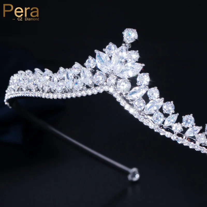 

Pera Gorgeous Marquise Cut Leaf CZ Crystal Bridal Wedding Big Tiara Crowns for Women Headwear Jewelry Party Accessories H026