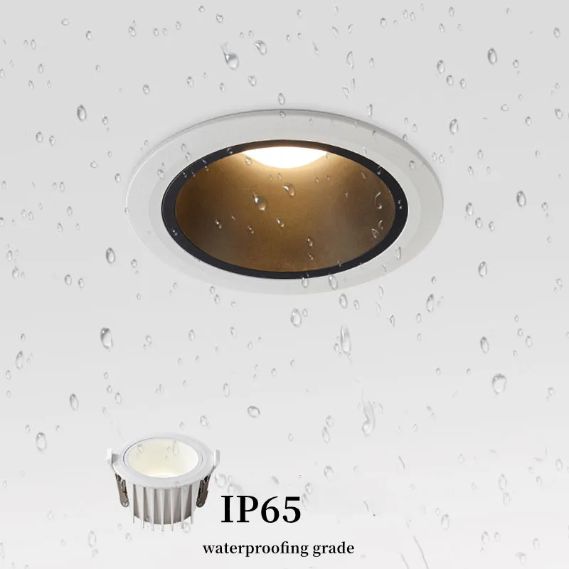 방수 통 스포트라이트 IP65 내장 눈부심 방지 LED 스포트라이트 COB 욕..