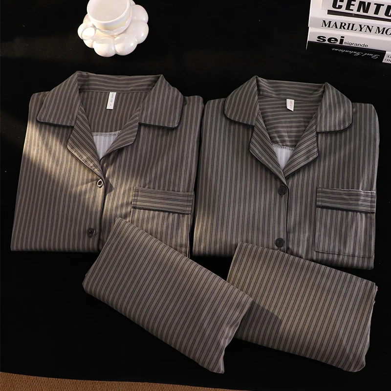 2025 New Stripe Couple Spwear Cotton Long Sve Men's Home Clothes Set Spring Autumn Simple Sle Comfortable Home Life