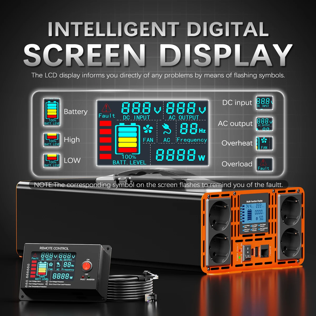 순수 사인파 인버터 12V/24V에서 220V로 변환 3000W/4000W/5000W RV 카라반 태양광 가정용 ? CE 인증