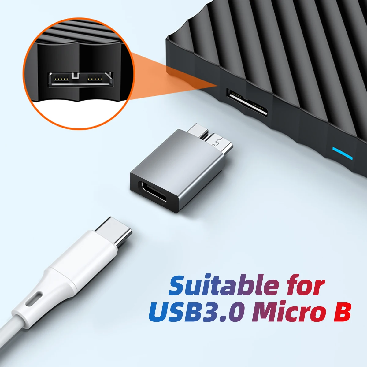 รูปสินค้า อะแดปเตอร์ USB-C to Micro USB 3.0 ชาร์จเร็ว รองรับฮาร์ดดิสก์