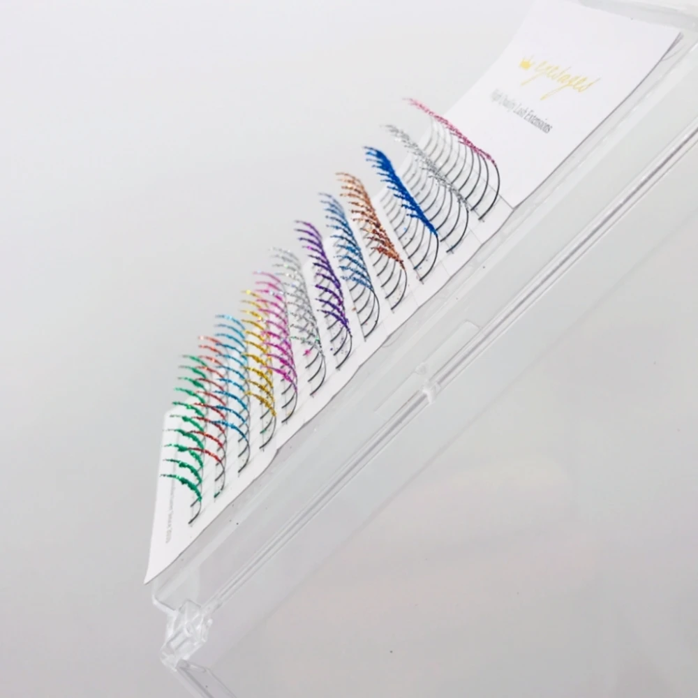 12 Colors Glitter Eyelash Extension 3d Colorful False Individual Lash