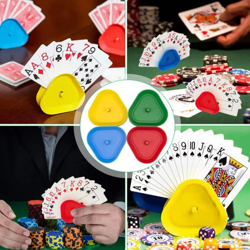 Card Holders 4pcs Card Game Holder Hands-Free Playing Card Holder Board Triangle Shaped Poker Rack Plastic for Seniors Children Adults