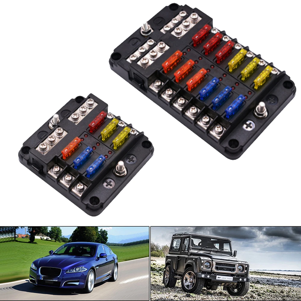 12V 32V 6Way 12Way Blade Fuse Box Block Fusebox Holder Auto Marine Bus Bar Car Kit Con Indicatore Luminoso A Led Per Camper Van