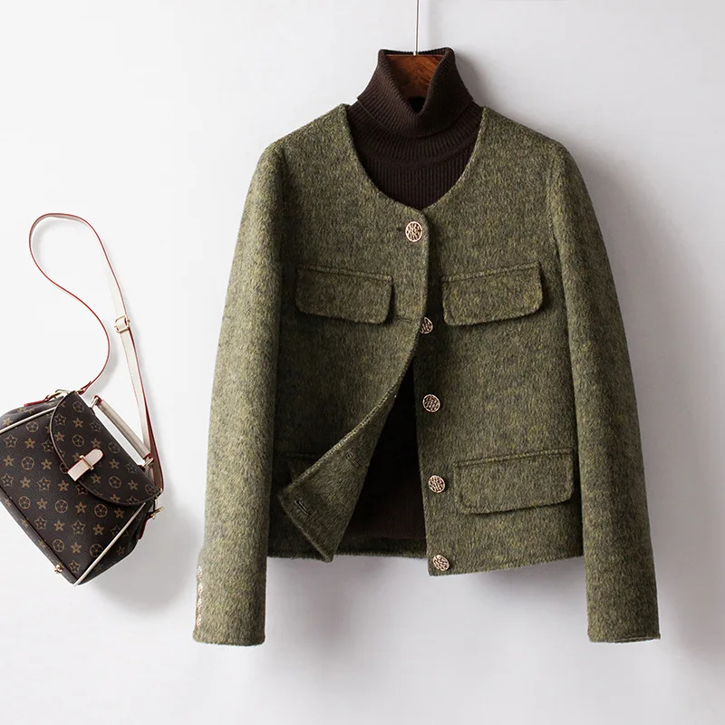 

Маленькое душистое кашемировое пальто с двойным лицом женское короткое стильное темпераментное шерстяное пальто знаменитости для маленького парня