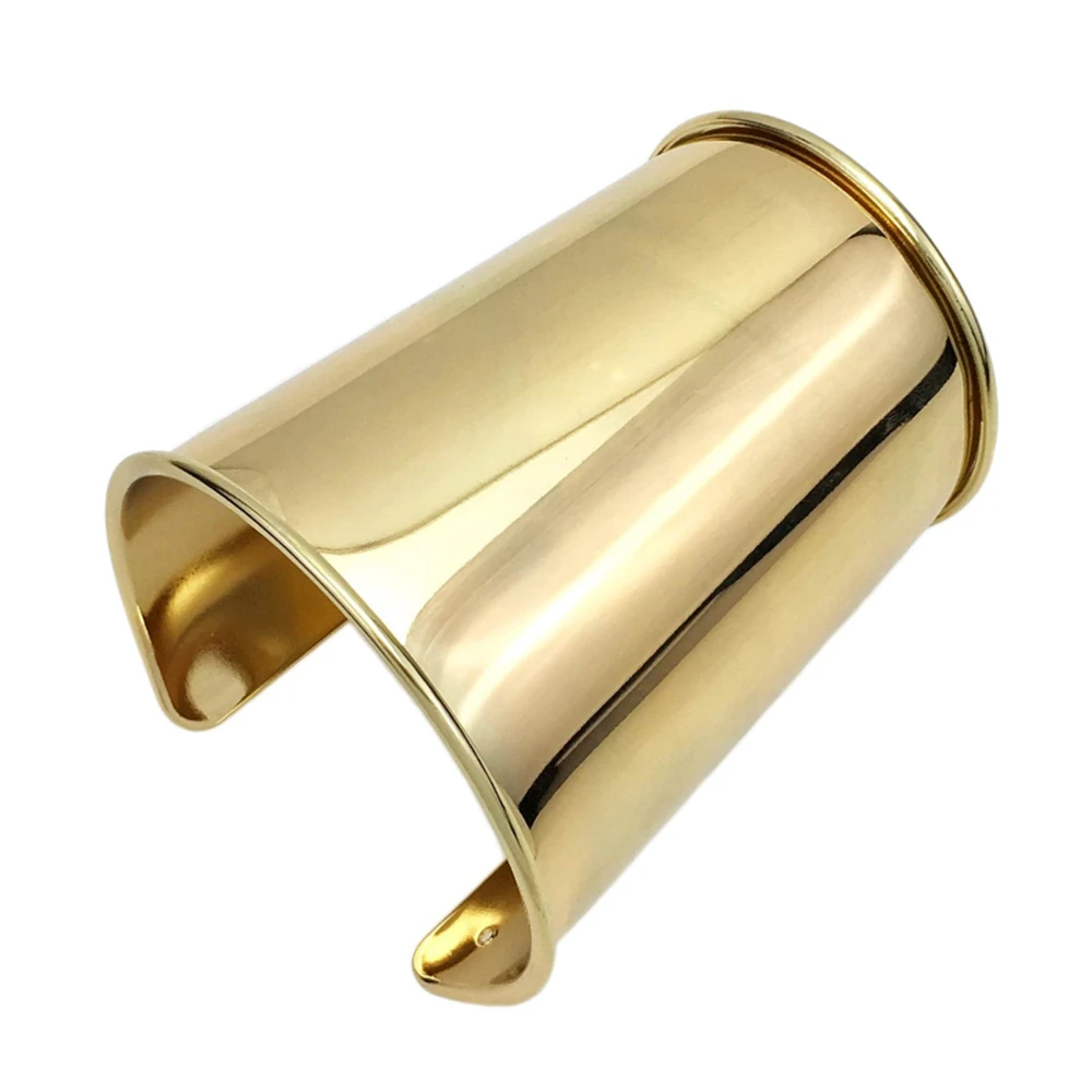Bangle Bracelet KDLUN Punk Smooth Metal Cuff Bracelets & Bangles for Women Statement Opened Alloy Long Big Bangle Fashion Jewelry Gold Color
