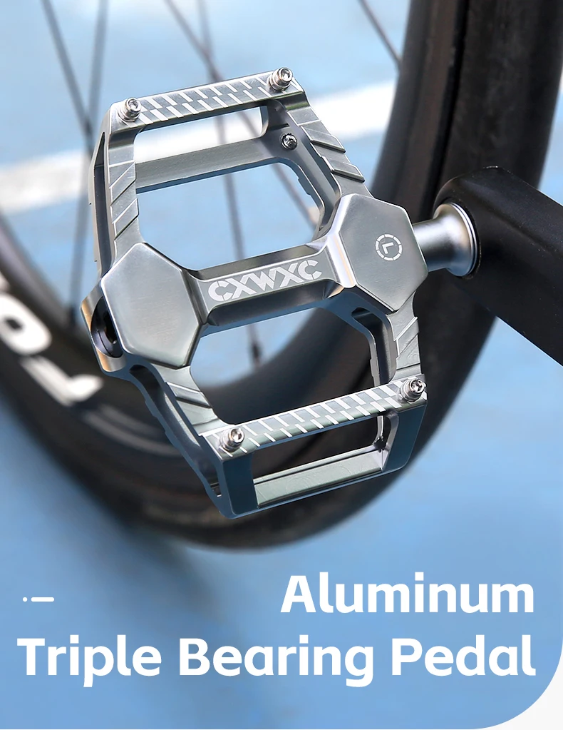CXWXC Fahrradpedale aus Aluminium, rutschfest, für MTB und Rennräder, ultraleicht, versiegelt, 3 Lager, einteilig, verzinkt – Detail 1