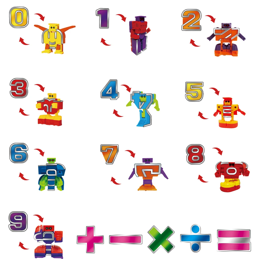 숫자 로봇 장난감, 숫자 봇, 변형 수학 로봇 장난감, 어린이 교육용, 15 개