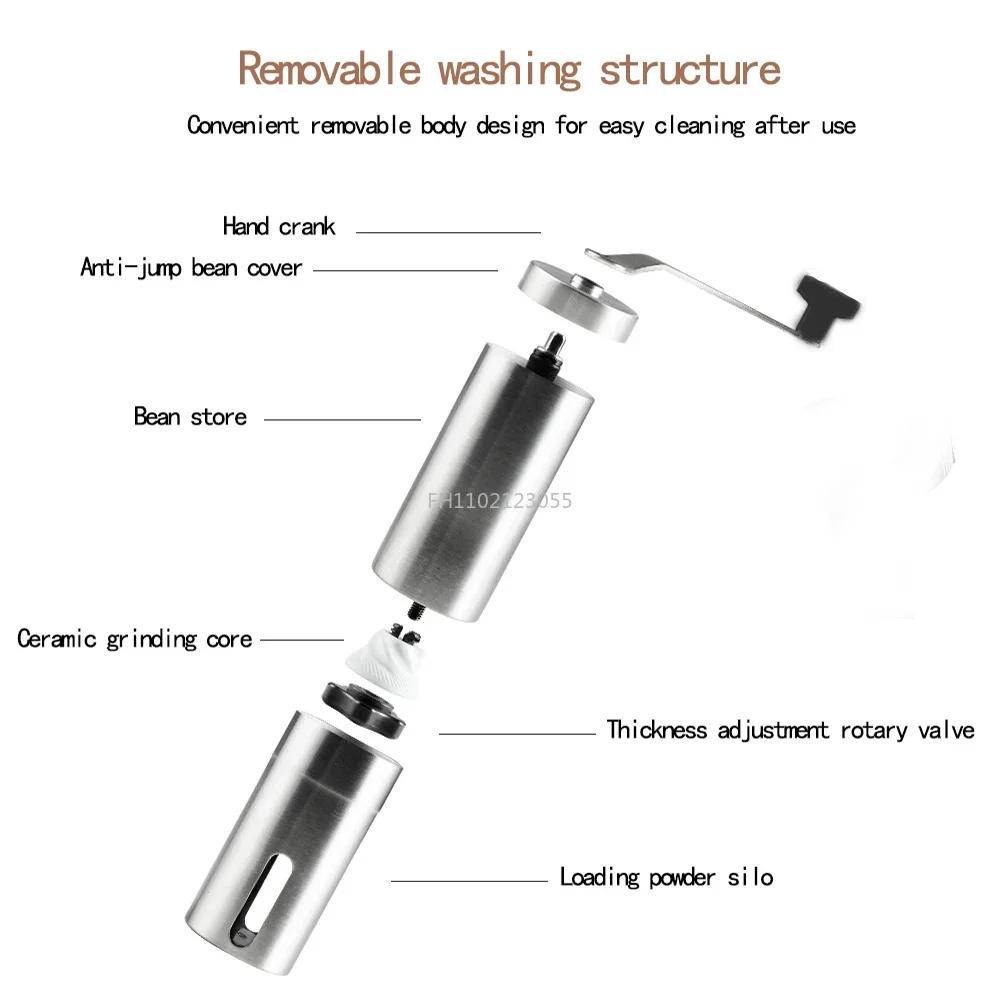 Manual Coffee Grinder Machine Maker Portable Adjustable Stainless Steel Hand Crank Ceramic Grinding Core for Kitchen Homeuse