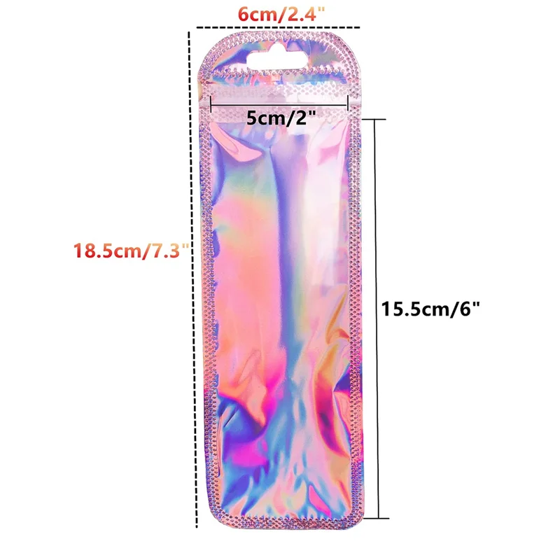 100Pc Resealable Holographic Pen Smell Proof Pouch Zipper Closure Beadable Packaging Bags for Pen Sealable Storage Bag 6