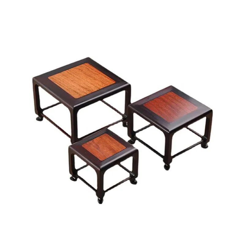 Red Sour Branch Nanmu Square Rectangular Mini Stand, Bonsai Decorative Jade Ware, Cultural and Amusement Base