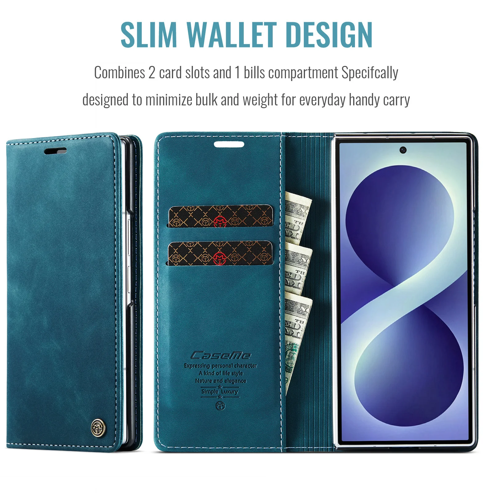 Premium Flip Leather Case with Card Slots & Kickstand - Universal