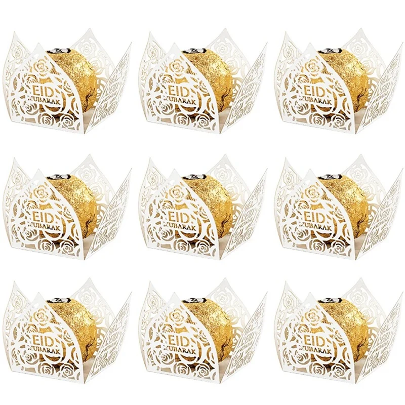 50Pcs Eid Mubarak Decoration Candy Food Tray Box Ramadan Kareem Islamic Muslim Party Supplies D