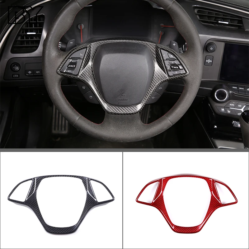 

Real Carbon Fiber Steering Wheel Trim Frame For Chevrolet Corvette C7 2014-2019 Modeling Sticker Interior Protective Accessories
