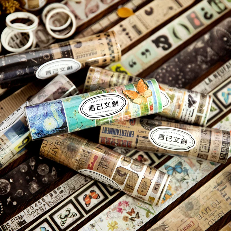 

10pcs/1lot Decorative Adhesive tapes Antique style stamped door window flower Masking Tapes cartoon diary Scrapbooking