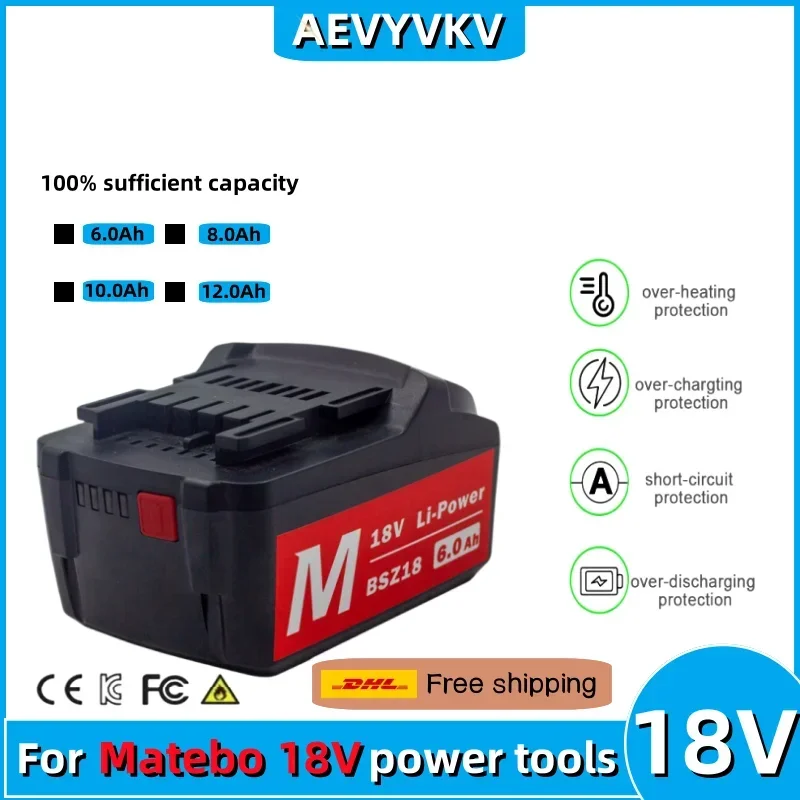Batteria 18V 6000Mah Per Metabo Cordless Power Tool Drill Driver Chiave Martelli Per Batteria Metabo 18V 6.0Ah 625592000 625591000