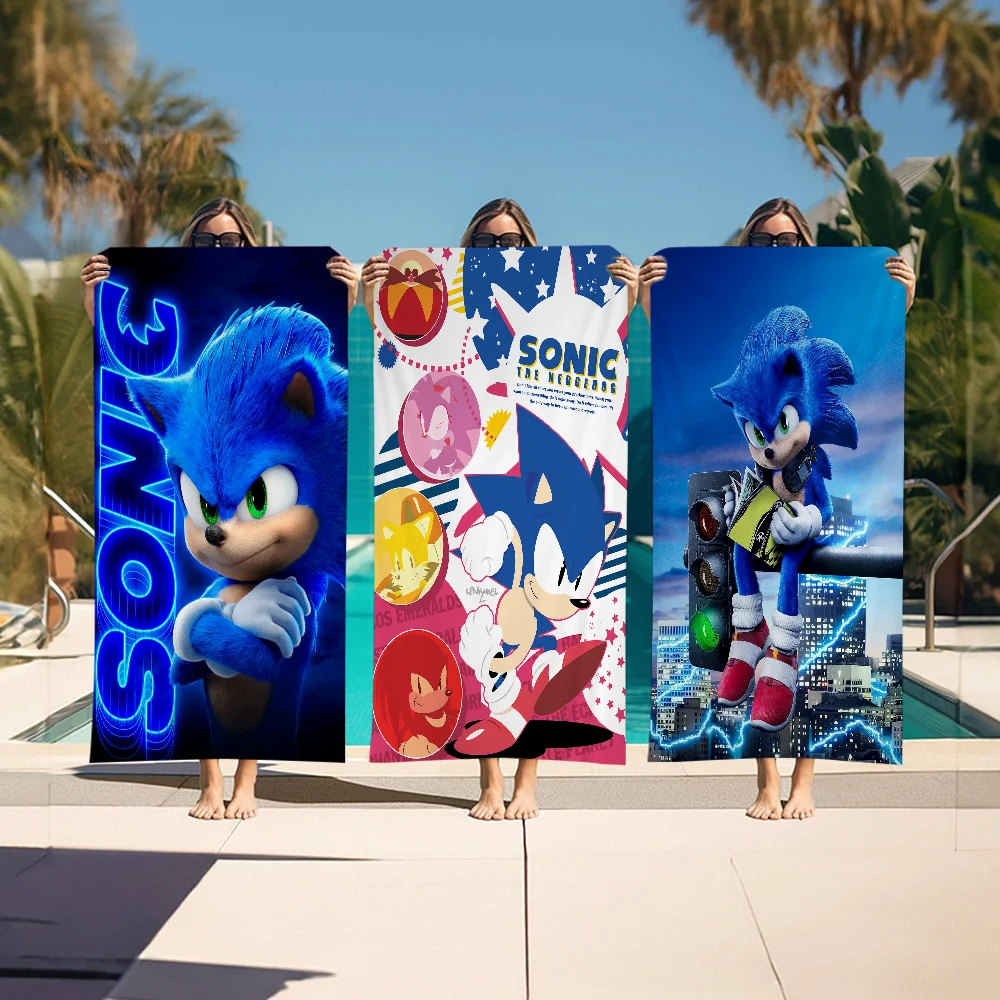 Supersonic-S-Sonic-Game Classic Movie Beach Towel Cartoon Cute Summer Kids Large Bath Pool Beach Towel Microfiber Absorbent 3