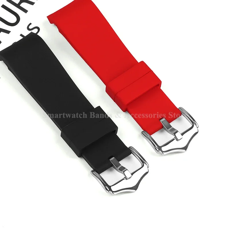 Silicone Waterproof Curved End Watch Strap with Folding Buckle