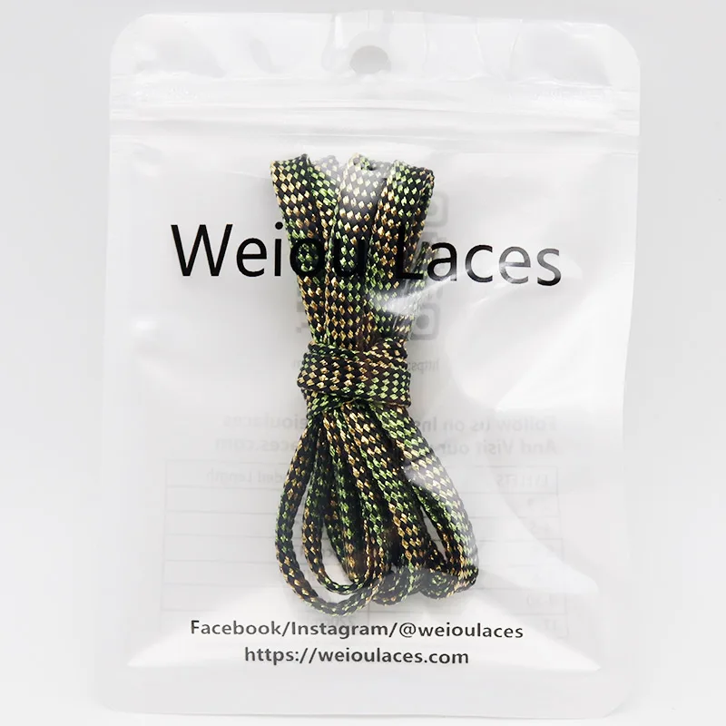 Weiou Lace Accessory 7MM Children Size Cord Gold Wire Metallic Yarn Tape Sneaker Canvas Boot Flat Rope 60-100Cm String Wholesale