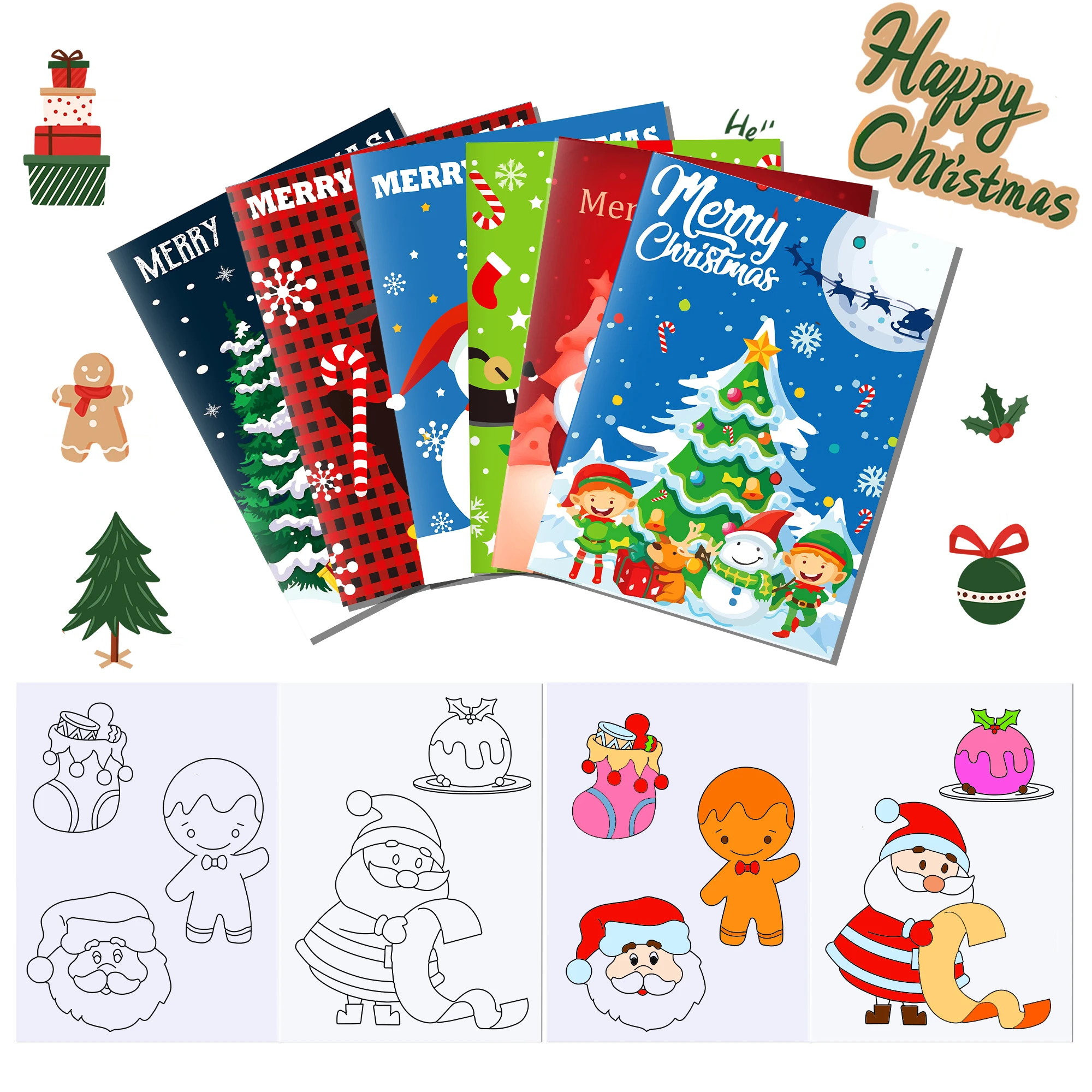 

Разноцветная книга-раскраска с надписью "Merry Christmas"