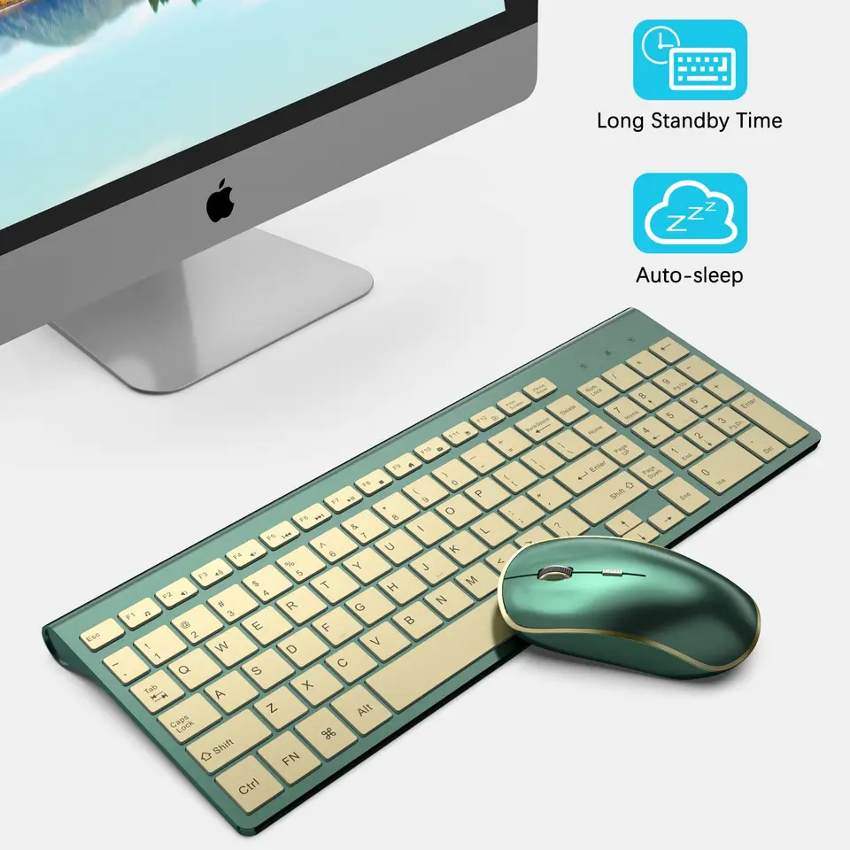 Wireless Keyboard Mouse Set 2.4G Compact And Portable Design For Laptop Computer Office Gold/grey/rose/wine_voghion.com
