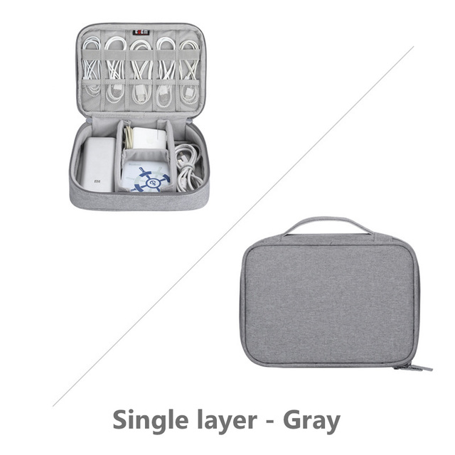 Travel Cable Storage Multi-Function Digital Storage Bag Gadget Organizer Digital Pouch Ipad Earphone Charge Double Layer