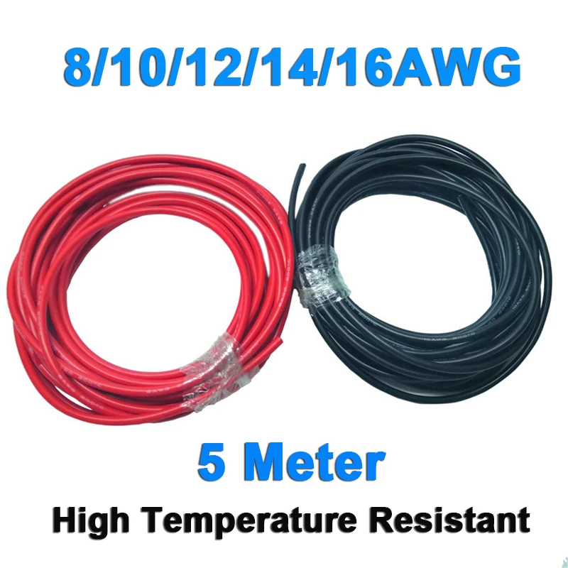

5 Meters/lot Silicone Wire Cable Heat Resistant Copper Rubber Cable Soft Electrical High Temperature Resistant Silicone Wire