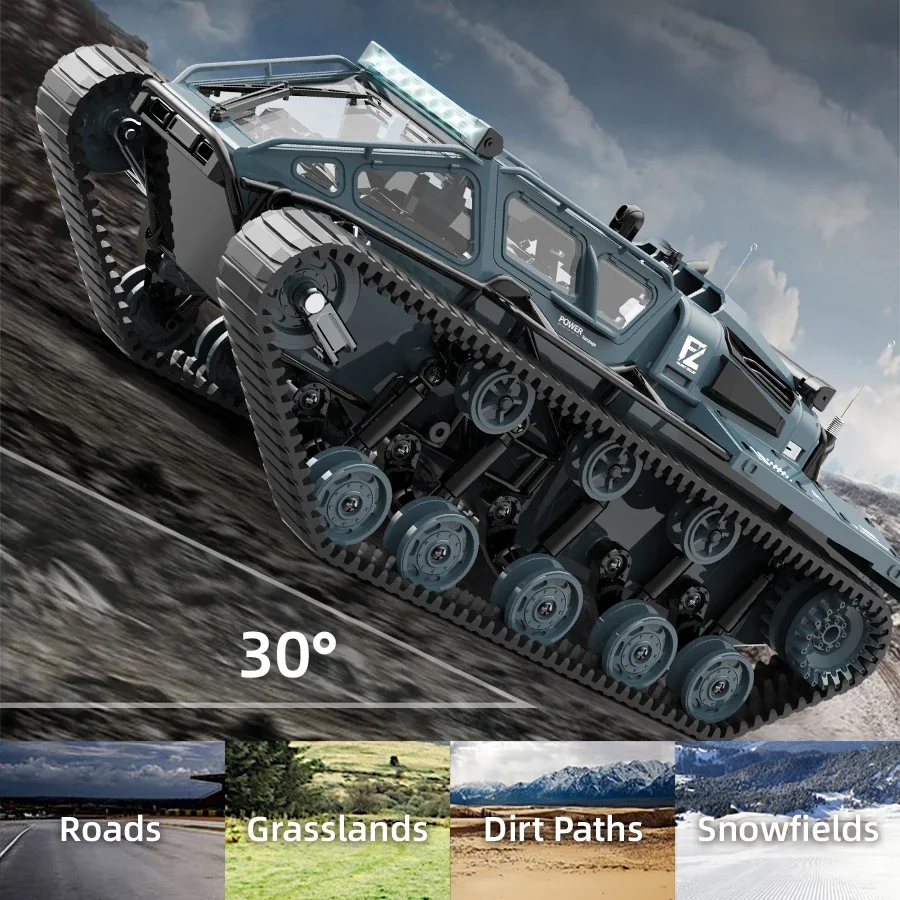 RC Tracked Tank Off-Road 2.4G High Speed Buggy Remote Control Car with Light Climbing Car Armored Vehicle Gifts for Boys Xmas