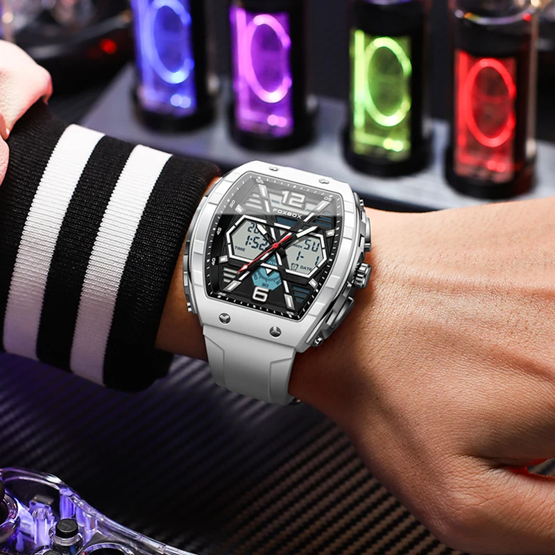 LIGE Top Brand Men's Watches Luxury Square Quartz Watch 5Bar Waterproof Luminous Chronograph Dual Display Watch Men Date Clock 6