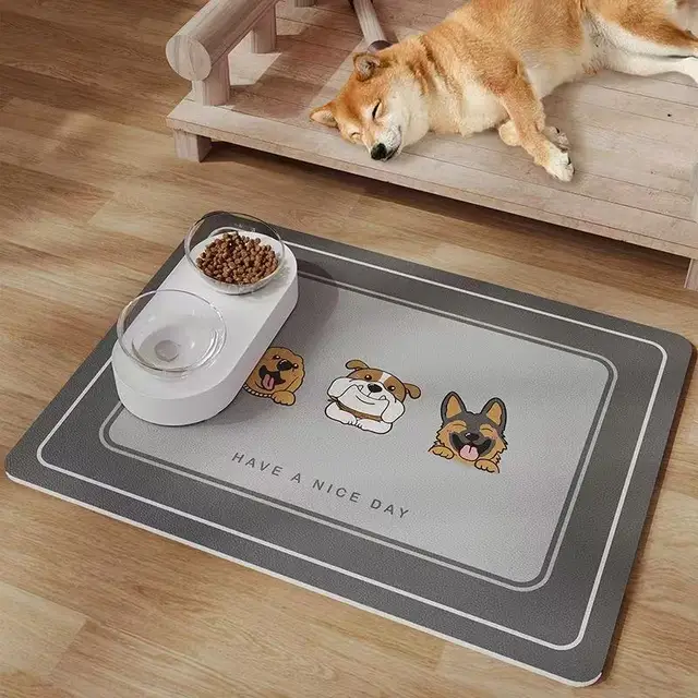 VIKAMA Pet Diatom Mud Floor Mat Dog Bowl Mat Cat Absorbent Bowl Mat Pet Food Leakage Prevention No-Wash Mat 2