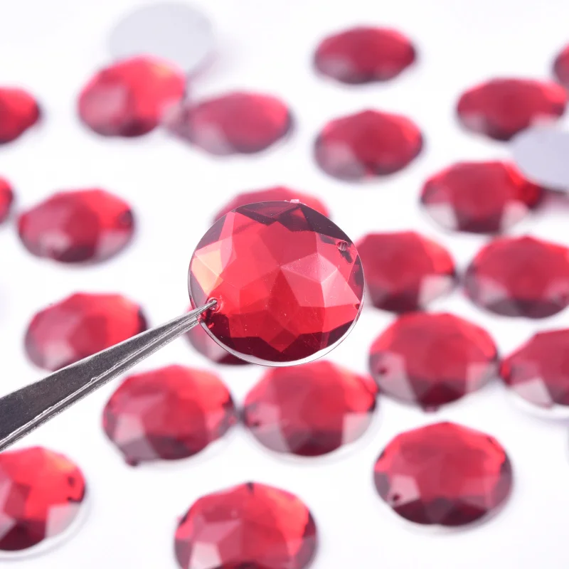 6 サイズグリッター縫製ラインストーンアクリルラウンド縫製