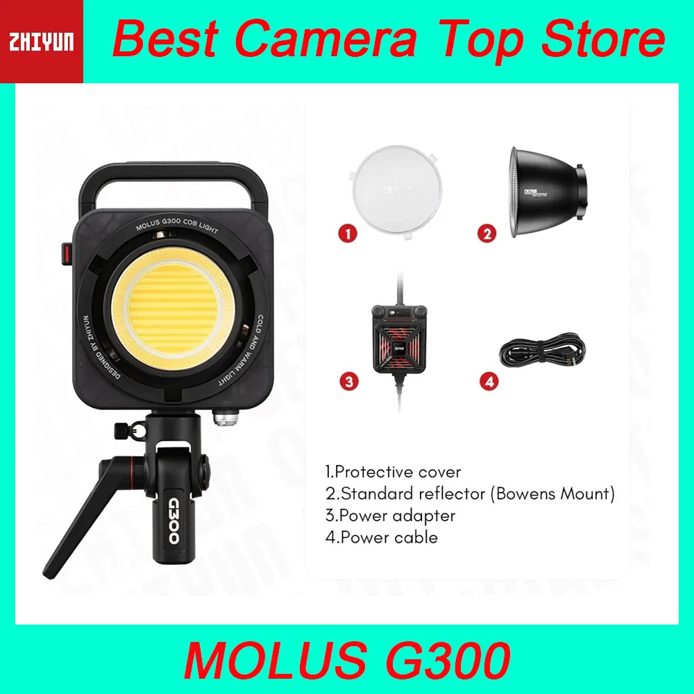 ZHIYUN MOLUS COB LED 조명, 2700K-6500K 비디오 조명, 앱..