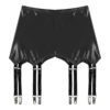 Womens Garters Suspender Belt Skirts Ladies Wet Look Mini Skirts Leather Garters with Metal Clips Clubwear Costume Underwear 3