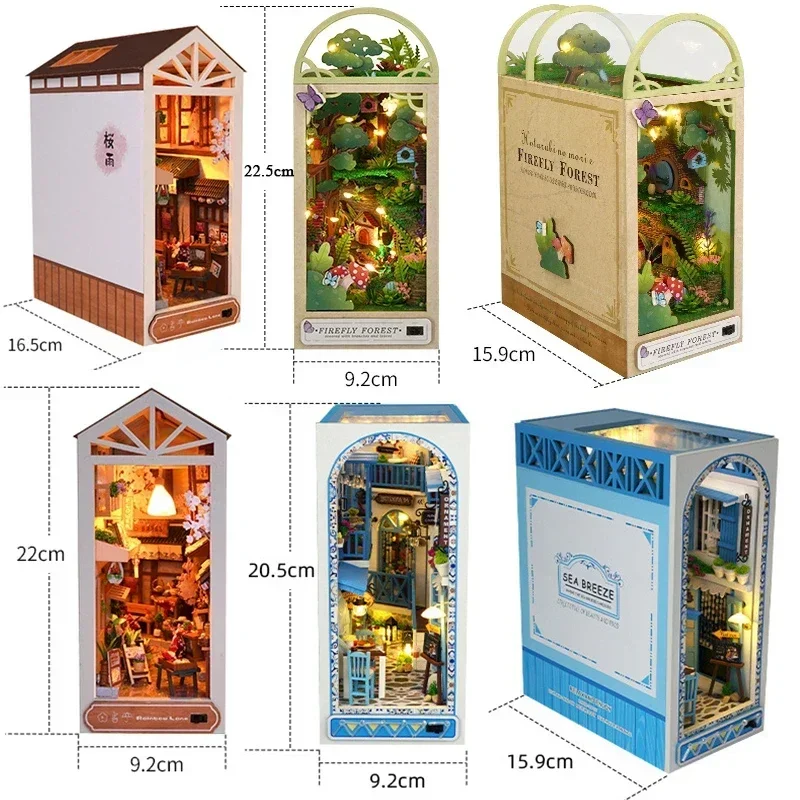 DIY Wooden Book Nook Sea Breeze Casa Shelf Insert Miniature Building ...