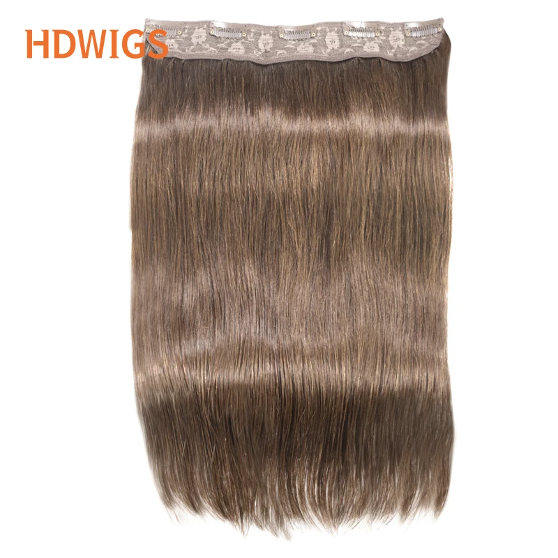 Clip in One Piece Straight 10inches with 5clips Human Hair Extension Brazilian Remy Hairpiece Clip in Hair Extensions Natural