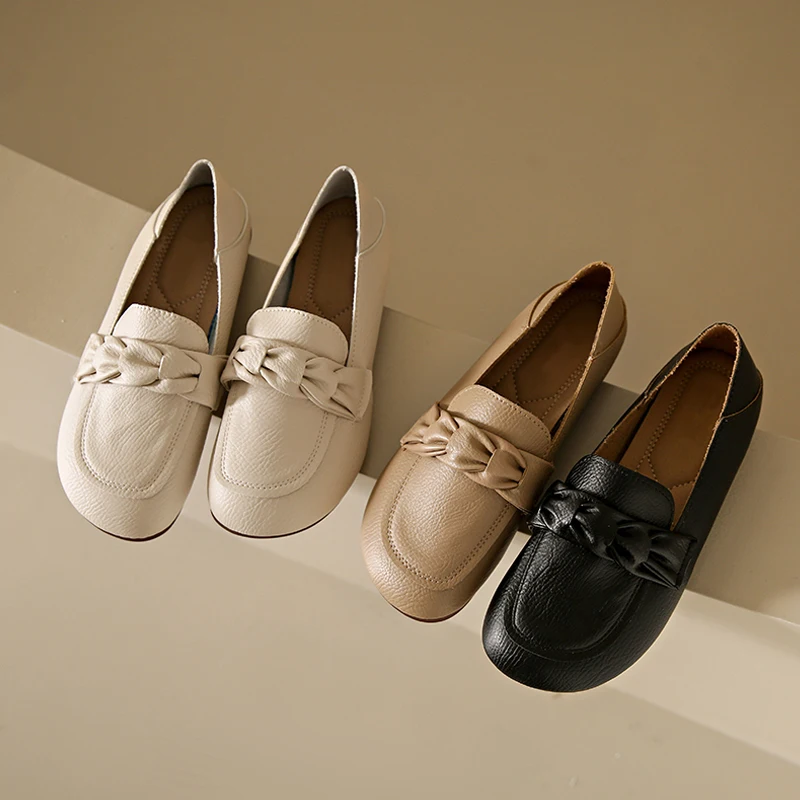 Designer Shoes Elegant Women Loafers Braided Belt Moccasins Ladies 2023