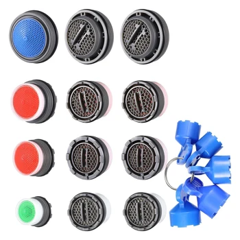 ชุดเติมอากาศก๊อกน้ํา 12 + 5 ชิ้นพร้อมประแจ - เครื่องมือเปลี่ยนเครื่องเติมอากาศสากลสําหรับห้องครัว/ห้องน้ําประหยัดน้ํา 1