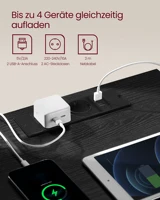 Прикроватная тумбочка VASAGLE с розетками, набор из 2 шт., приставной столик, 2 ящика, 2 розетки переменного тока, 1 порт USB-A — изображение 3