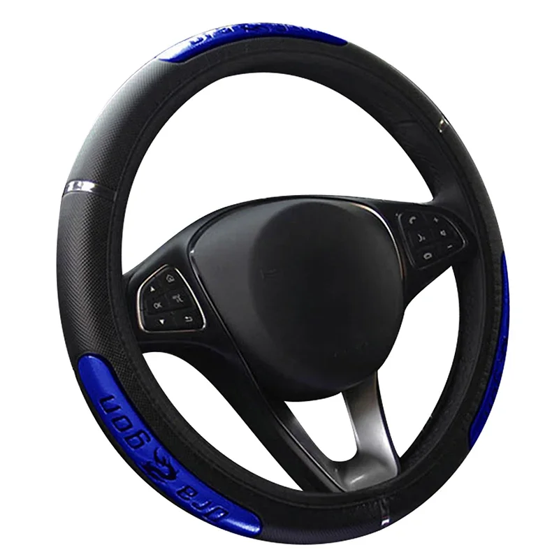 

Anti Slip Breathable Steering Wheel Protector for 37-38cm(15"), Universal Car Steering Wheel Cover Simulated Leather Protection