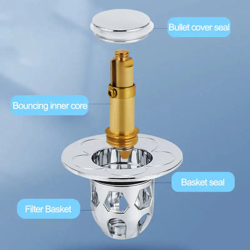 1pc Bouchon de lavabo universel avec noyau en cuivre intégré