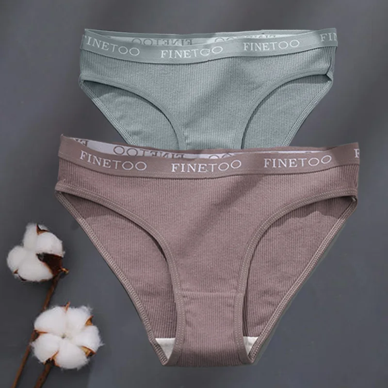 thumbnail image 1 of Bragas de algodón de M-XXL para mujer, ropa interior Sexy de tiro bajo con cinturón con letras, lencería íntima de talla grande, 2 unids/set, 1 of 5